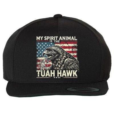 Patriotic Spitting Hawk Tuah Meme Tuah Hawk Spirit Animal Wool Snapback Cap