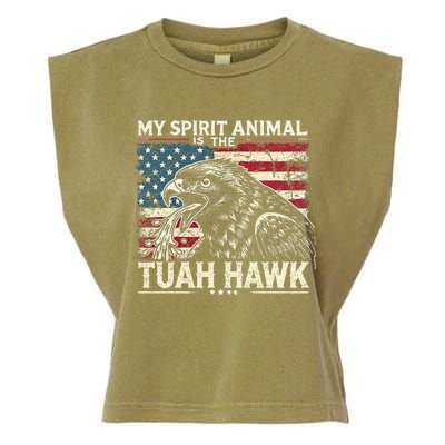 Patriotic Spitting Hawk Tuah Meme Tuah Hawk Spirit Animal Garment-Dyed Women's Muscle Tee