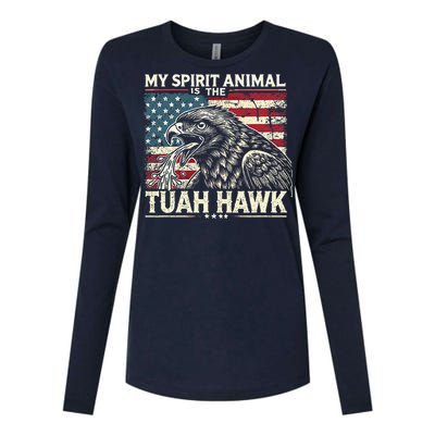 Patriotic Spitting Hawk Tuah Meme Tuah Hawk Spirit Animal Womens Cotton Relaxed Long Sleeve T-Shirt