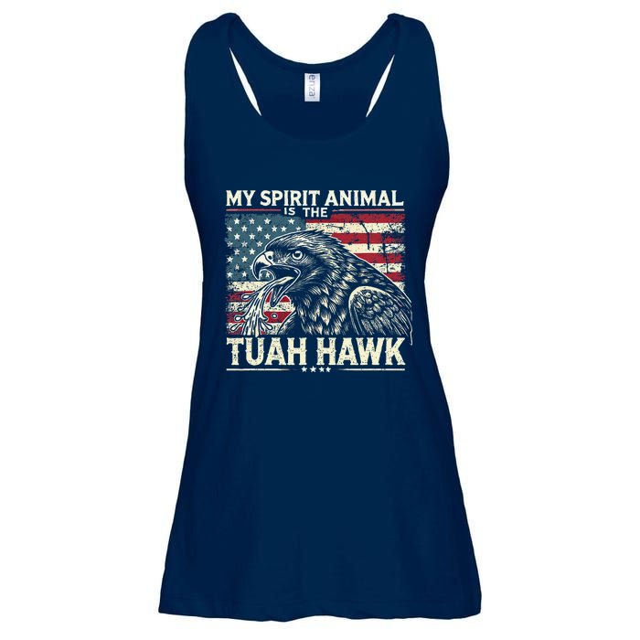 Patriotic Spitting Hawk Tuah Meme Tuah Hawk Spirit Animal Ladies Essential Flowy Tank