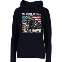 Patriotic Spitting Hawk Tuah Meme Tuah Hawk Spirit Animal Womens Funnel Neck Pullover Hood