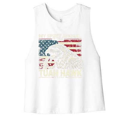 Patriotic Spitting Hawk Tuah Meme Tuah Hawk Spirit Animal Women's Racerback Cropped Tank