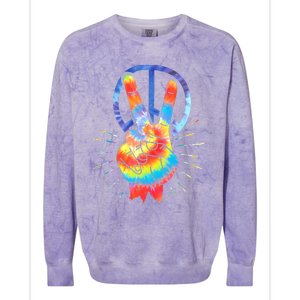 Peace Sign Hand Tie Dye Hippies Christmas Colorblast Crewneck Sweatshirt