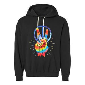 Peace Sign Hand Tie Dye Hippies Christmas Garment-Dyed Fleece Hoodie