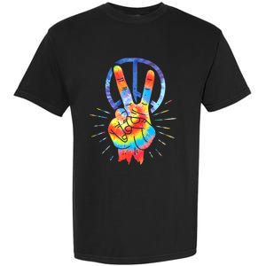 Peace Sign Hand Tie Dye Hippies Christmas Garment-Dyed Heavyweight T-Shirt