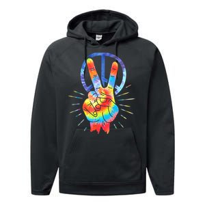 Peace Sign Hand Tie Dye Hippies Christmas Performance Fleece Hoodie