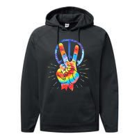 Peace Sign Hand Tie Dye Hippies Christmas Performance Fleece Hoodie