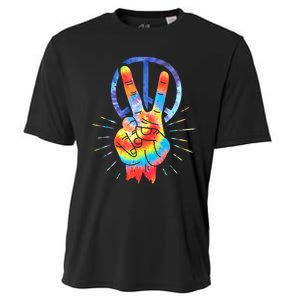 Peace Sign Hand Tie Dye Hippies Christmas Cooling Performance Crew T-Shirt