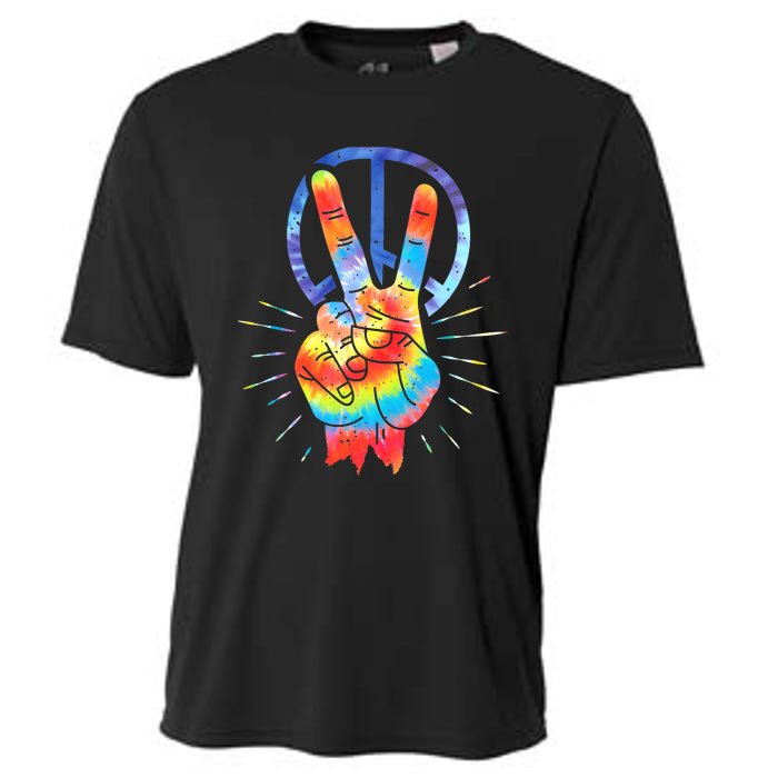 Peace Sign Hand Tie Dye Hippies Christmas Cooling Performance Crew T-Shirt