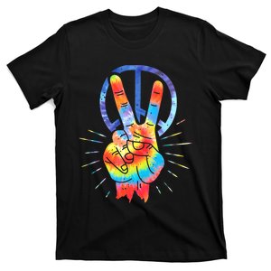 Peace Sign Hand Tie Dye Hippies Christmas T-Shirt