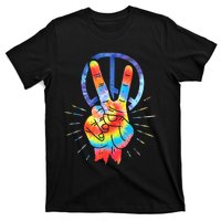 Peace Sign Hand Tie Dye Hippies Christmas T-Shirt