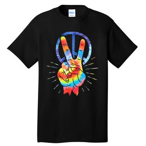 Peace Sign Hand Tie Dye Hippies Christmas Tall T-Shirt