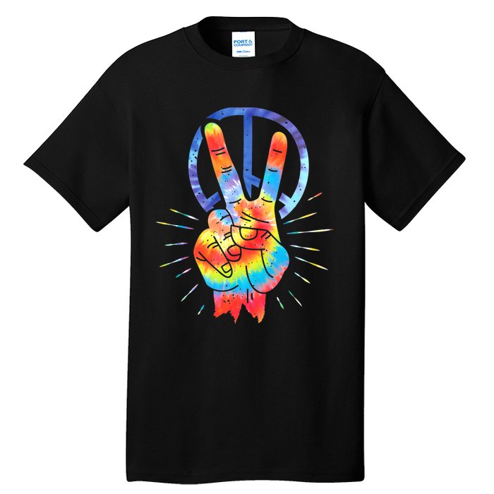 Peace Sign Hand Tie Dye Hippies Christmas Tall T-Shirt