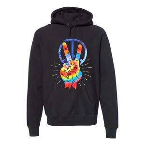 Peace Sign Hand Tie Dye Hippies Christmas Premium Hoodie