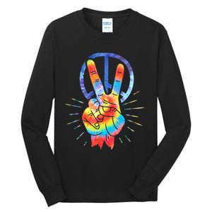 Peace Sign Hand Tie Dye Hippies Christmas Tall Long Sleeve T-Shirt