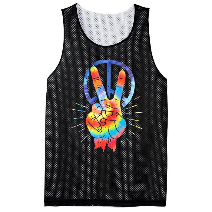 Peace Sign Hand Tie Dye Hippies Christmas Mesh Reversible Basketball Jersey Tank