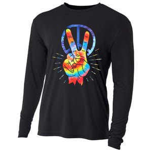 Peace Sign Hand Tie Dye Hippies Christmas Cooling Performance Long Sleeve Crew