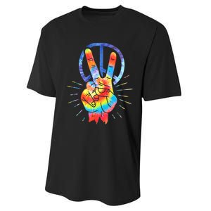 Peace Sign Hand Tie Dye Hippies Christmas Performance Sprint T-Shirt