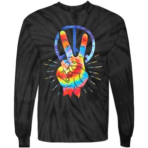 Peace Sign Hand Tie Dye Hippies Christmas Tie-Dye Long Sleeve Shirt