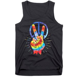 Peace Sign Hand Tie Dye Hippies Christmas Tank Top