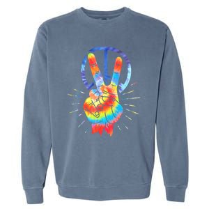 Peace Sign Hand Tie Dye Hippies Christmas Garment-Dyed Sweatshirt