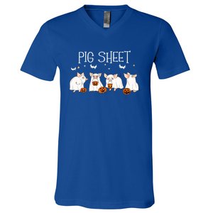 Pig Sheet Halloween Pig Ghost Funny Halloween Farmer Pigs Meaningful Gift V-Neck T-Shirt