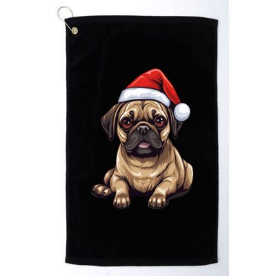 Pug Santa Hat Christmas Dog Lovers Gift Funny Mom Dad Xmas Cool Gift Platinum Collection Golf Towel