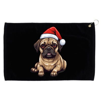 Pug Santa Hat Christmas Dog Lovers Gift Funny Mom Dad Xmas Cool Gift Grommeted Golf Towel