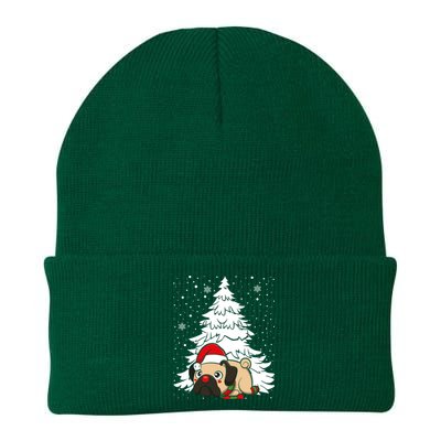 Pug Santa Hat Christmas Tree Dogs Lovers Xmas Pajama Cute Gift Knit Cap Winter Beanie