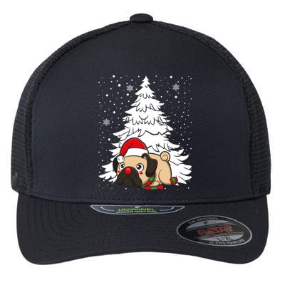 Pug Santa Hat Christmas Tree Dogs Lovers Xmas Pajama Cute Gift Flexfit Unipanel Trucker Cap