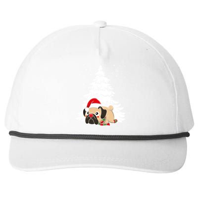 Pug Santa Hat Christmas Tree Dogs Lovers Xmas Pajama Cute Gift Snapback Five-Panel Rope Hat