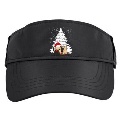 Pug Santa Hat Christmas Tree Dogs Lovers Xmas Pajama Cute Gift Adult Drive Performance Visor