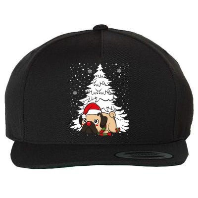 Pug Santa Hat Christmas Tree Dogs Lovers Xmas Pajama Cute Gift Wool Snapback Cap