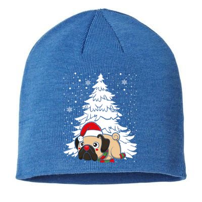 Pug Santa Hat Christmas Tree Dogs Lovers Xmas Pajama Cute Gift Sustainable Beanie