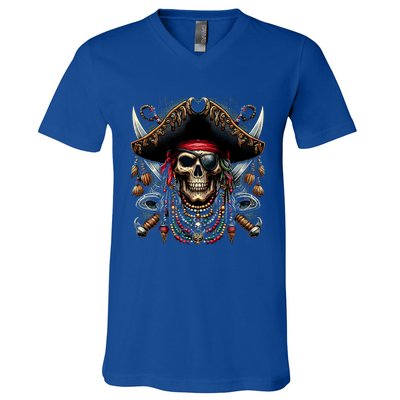 Pirate Skull Halloween V-Neck T-Shirt