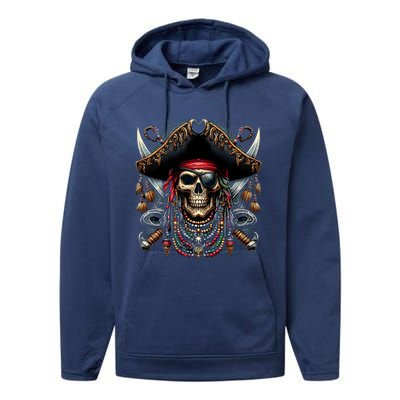 Pirate Skull Halloween Performance Fleece Hoodie