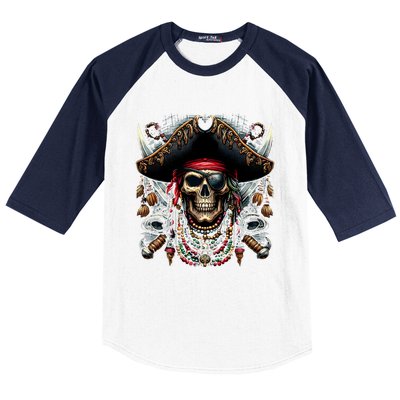 Pirate Skull Halloween Baseball Sleeve Shirt