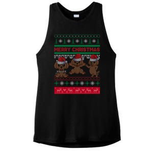 Poodle Santa Hat Ugly Sweater Christmas Pajama Dog Xmas Meaningful Gift Ladies PosiCharge Tri-Blend Wicking Tank