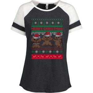 Poodle Santa Hat Ugly Sweater Christmas Pajama Dog Xmas Meaningful Gift Enza Ladies Jersey Colorblock Tee