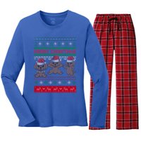 Poodle Santa Hat Ugly Sweater Christmas Pajama Dog Xmas Meaningful Gift Women's Long Sleeve Flannel Pajama Set 