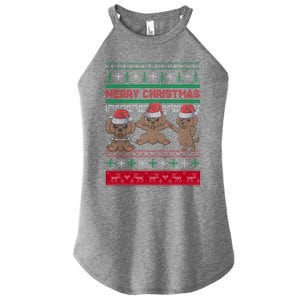 Poodle Santa Hat Ugly Sweater Christmas Pajama Dog Xmas Meaningful Gift Women's Perfect Tri Rocker Tank