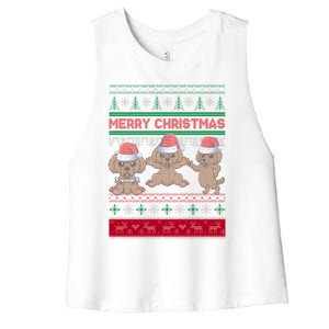 Poodle Santa Hat Ugly Sweater Christmas Pajama Dog Xmas Meaningful Gift Women's Racerback Cropped Tank