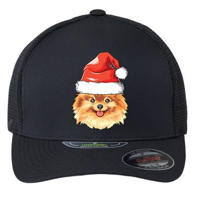 Pomeranian Santa Hat Christmas Pomeranian Flexfit Unipanel Trucker Cap