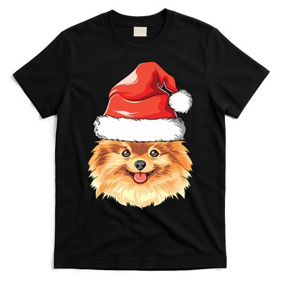 Pomeranian Santa Hat Christmas Pomeranian T-Shirt