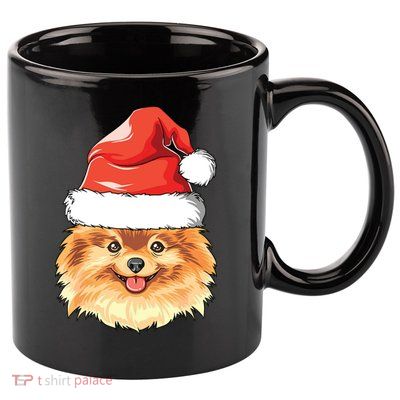 Pomeranian Santa Hat Christmas Pomeranian 11oz C Handle Ceramic Mug
