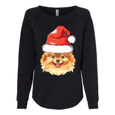 Pomeranian Santa Hat Christmas Pomeranian Womens California Wash Sweatshirt