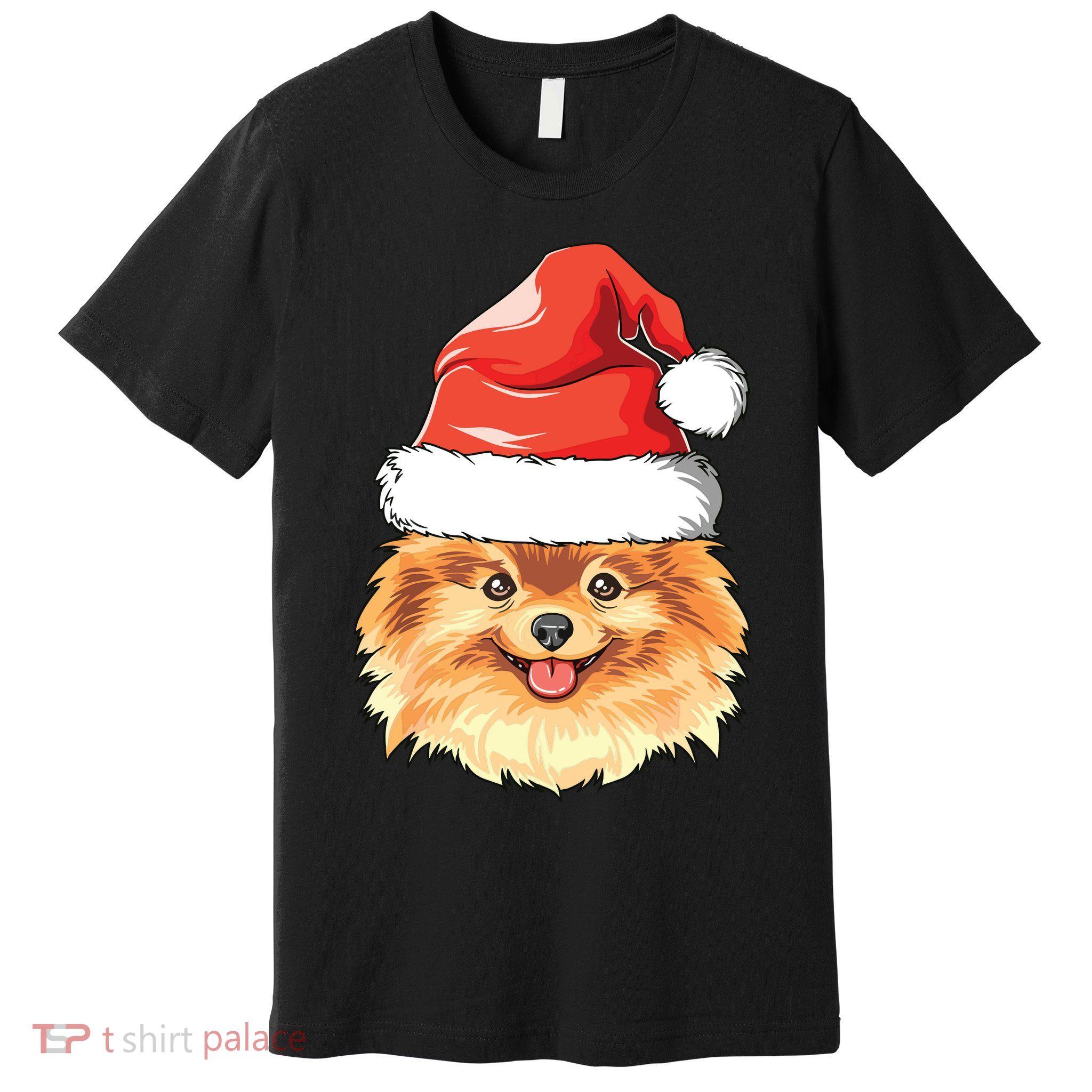 Pomeranian Santa Hat Christmas Pomeranian Premium T-Shirt
