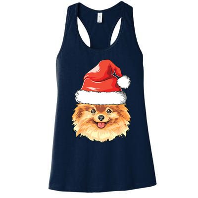 Pomeranian Santa Hat Christmas Pomeranian Women's Racerback Tank