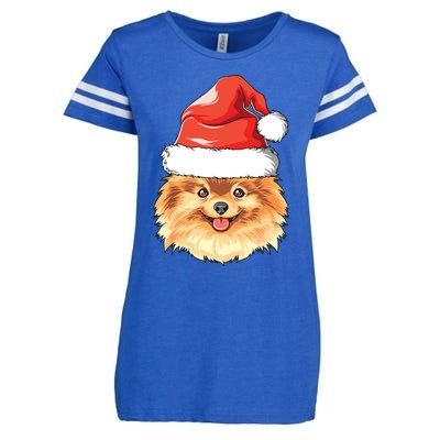 Pomeranian Santa Hat Christmas Pomeranian Enza Ladies Jersey Football T-Shirt