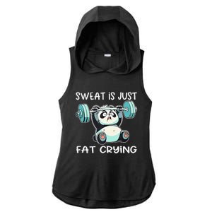 Panda Sweat Is Just Fat Crying Gym Gift Ladies PosiCharge Tri-Blend Wicking Draft Hoodie Tank